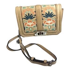 Vintage Rebecca Minkoff Small Love Embroidered Nubuck Leather Crossbody 8"